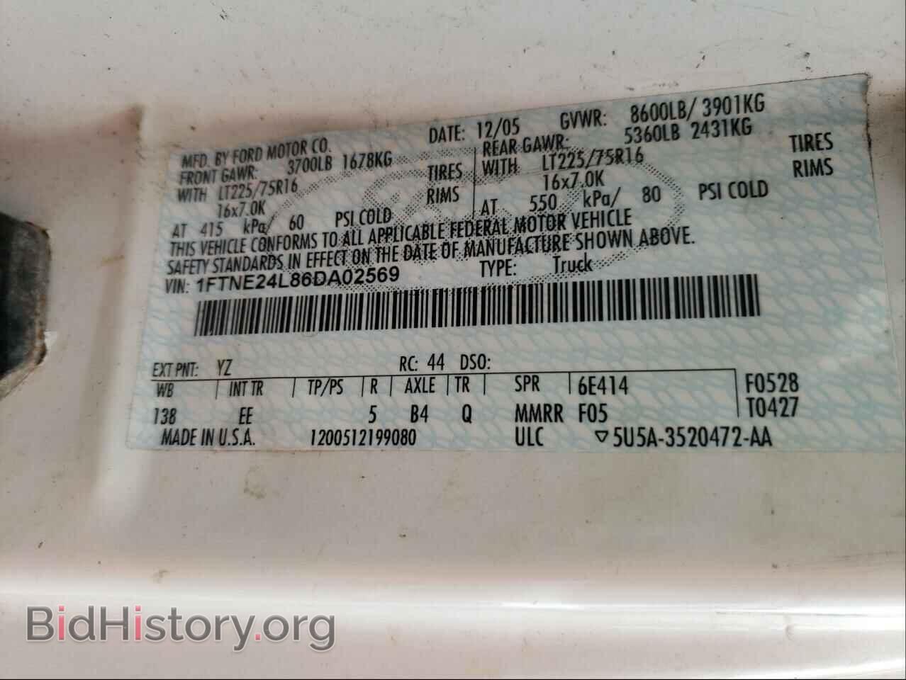 2006 FORD ECONOLINE - VIN: 1FTNE24L86DA02569 - Фото 10