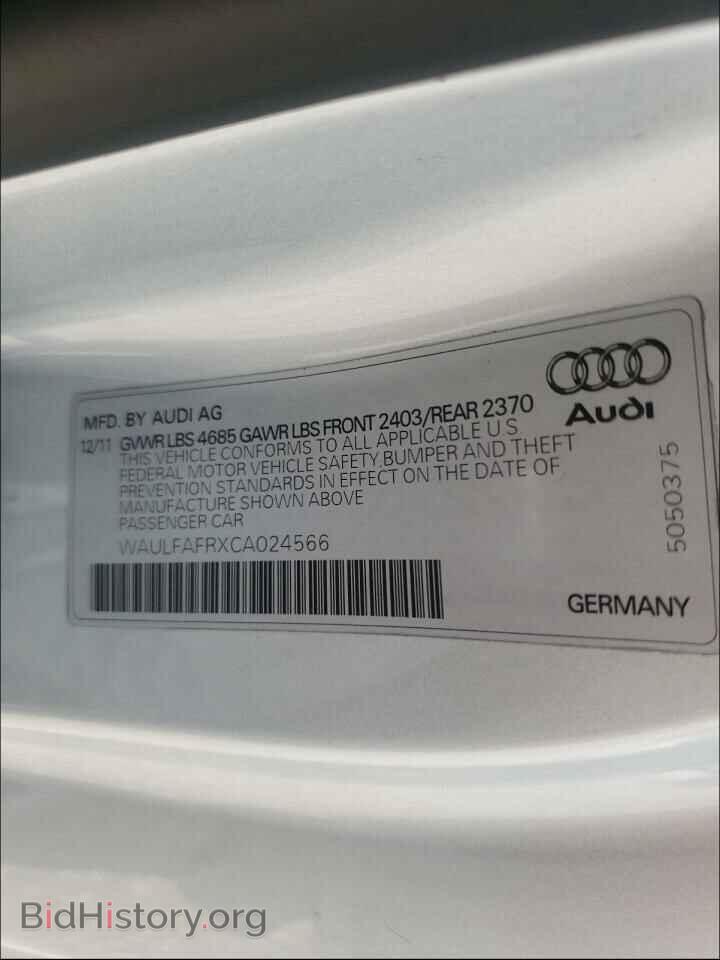 2012 AUDI A5 - VIN: WAULFAFRXCA024566 - Фото 10