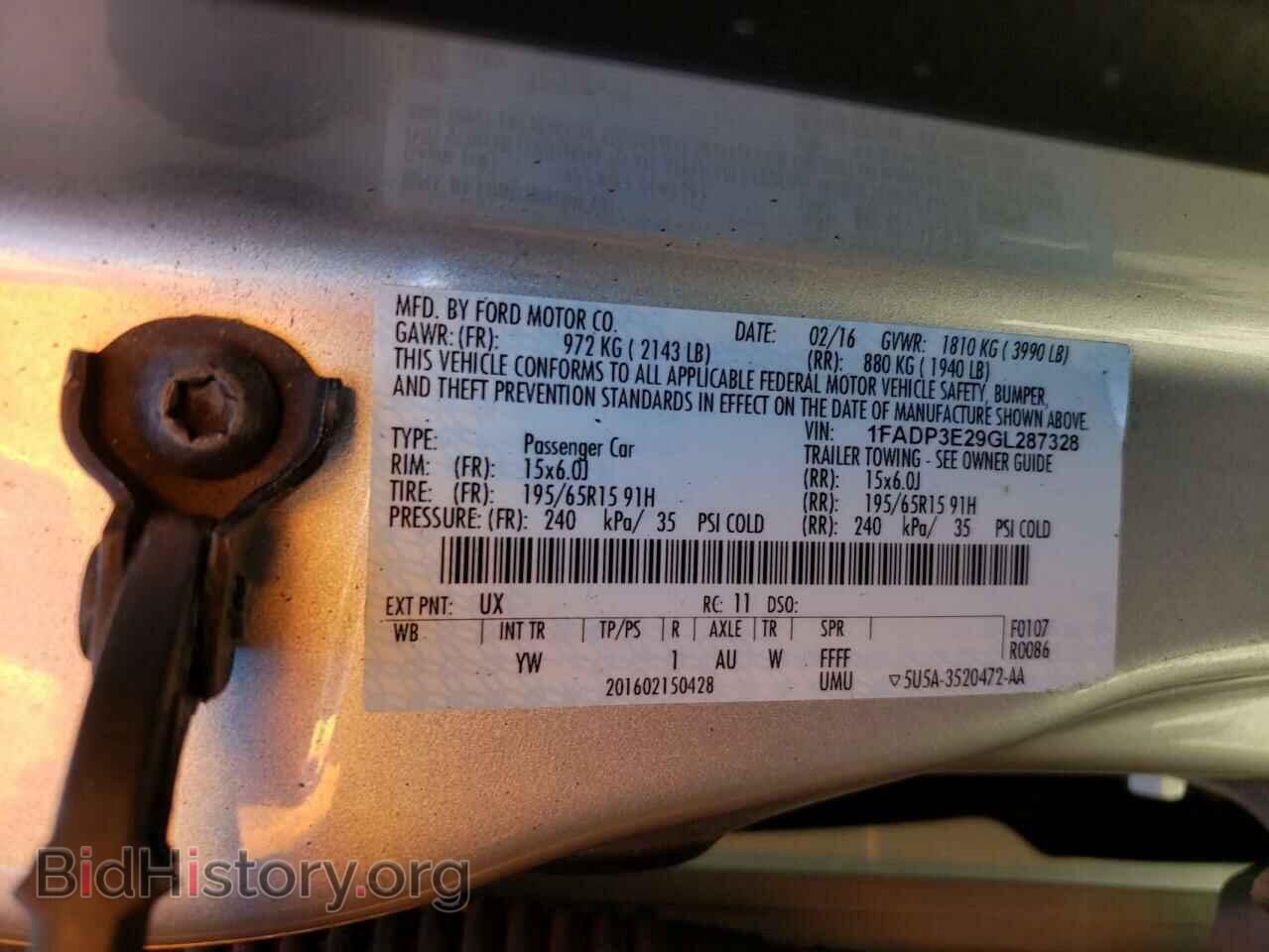2016 FORD FOCUS - VIN: 1FADP3E29GL287328 - Фото 12