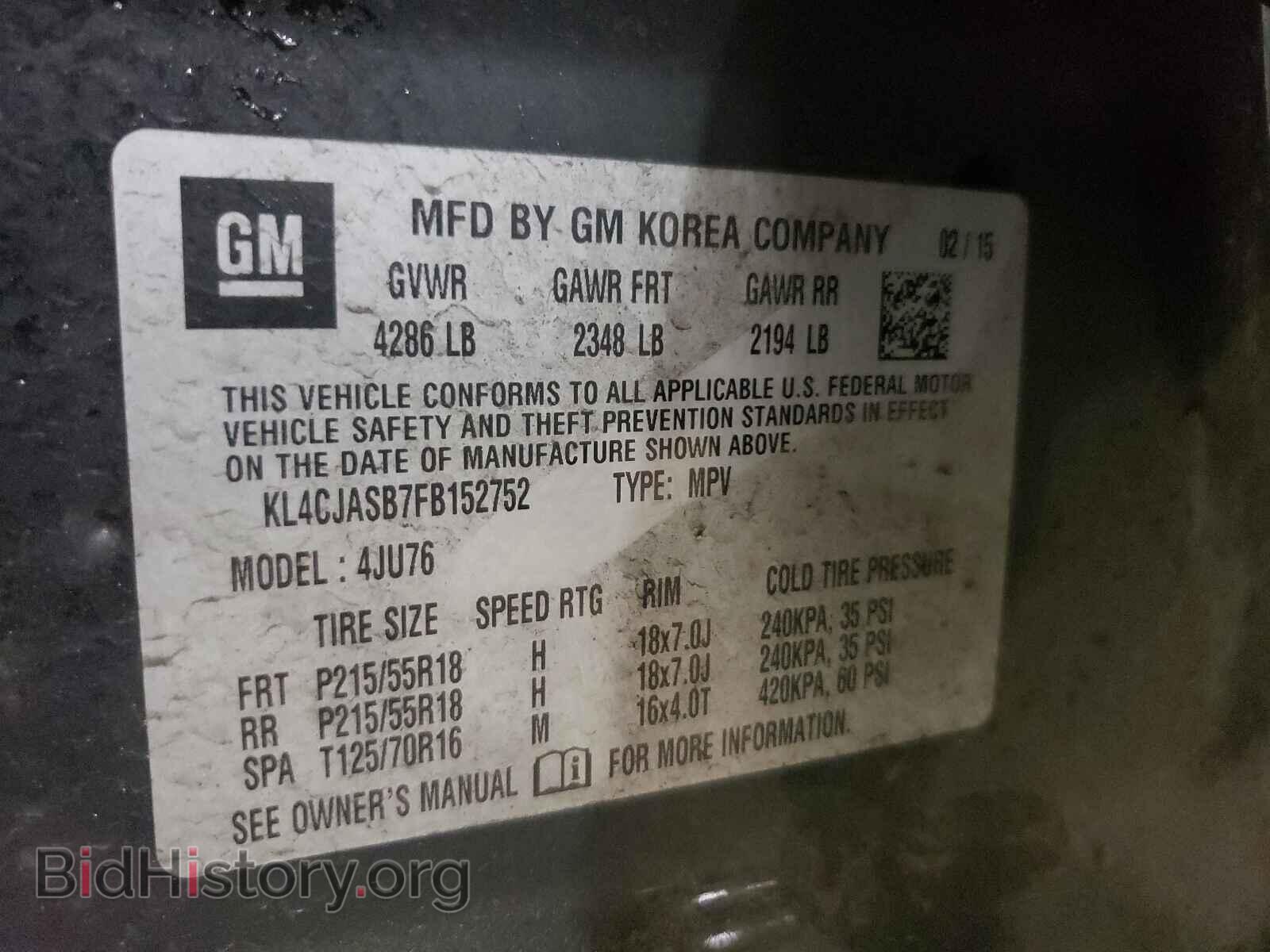 2015 BUICK ENCORE - VIN: KL4CJASB7FB152752 - Photo 10