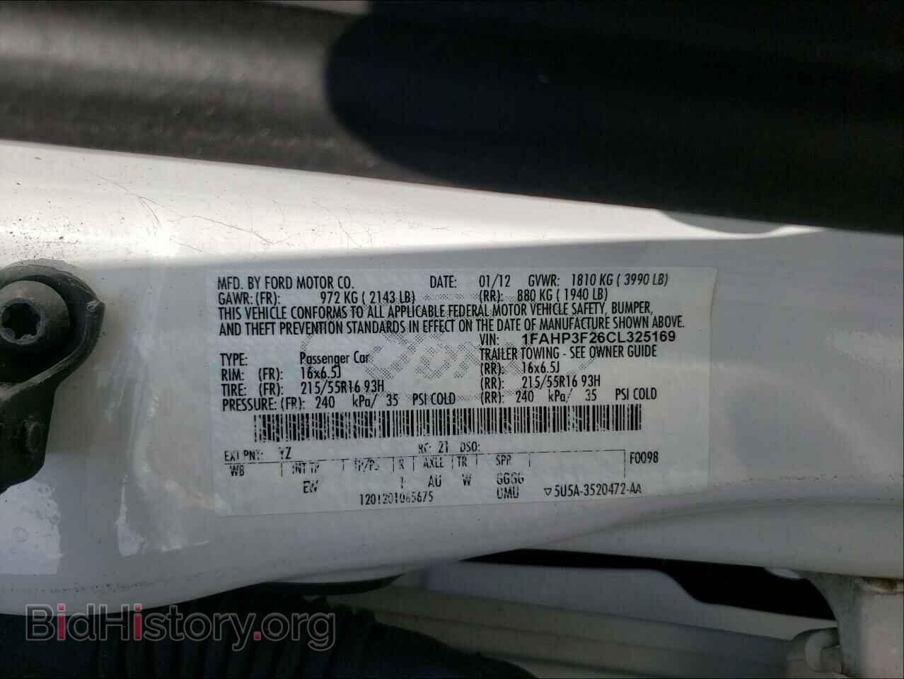 2012 FORD FOCUS - VIN: 1FAHP3F26CL325169 - Фото 10