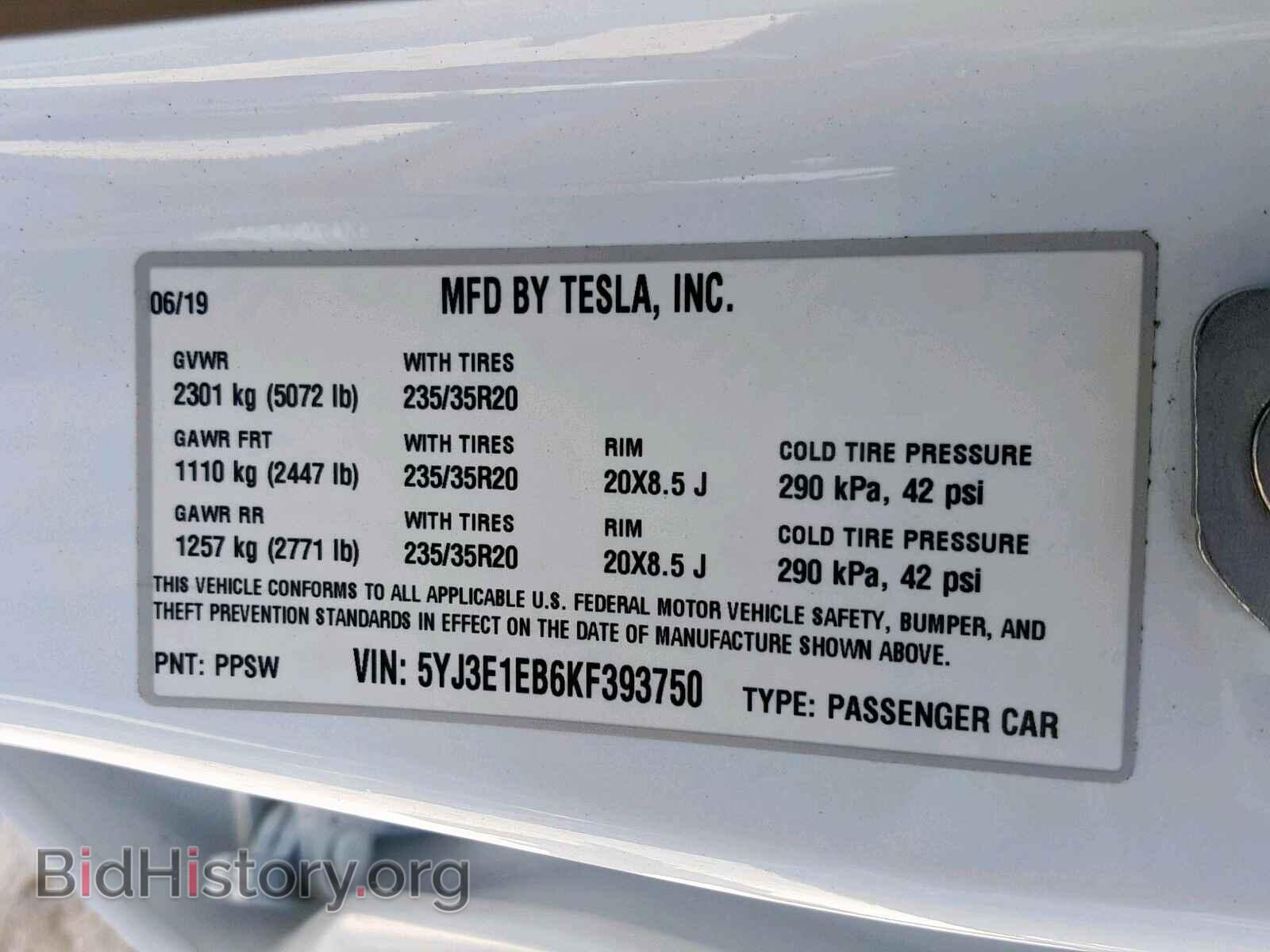 2019 TESLA MODEL 3 - VIN: 5YJ3E1EB6KF393750 - Photo 10