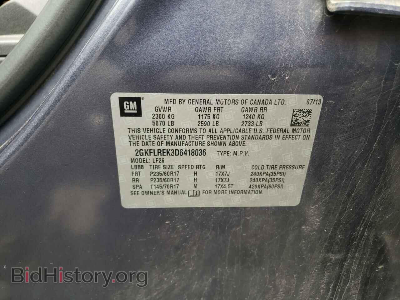 2013 GMC TERRAIN - VIN: 2GKFLREK3D6418036 - Фото 10