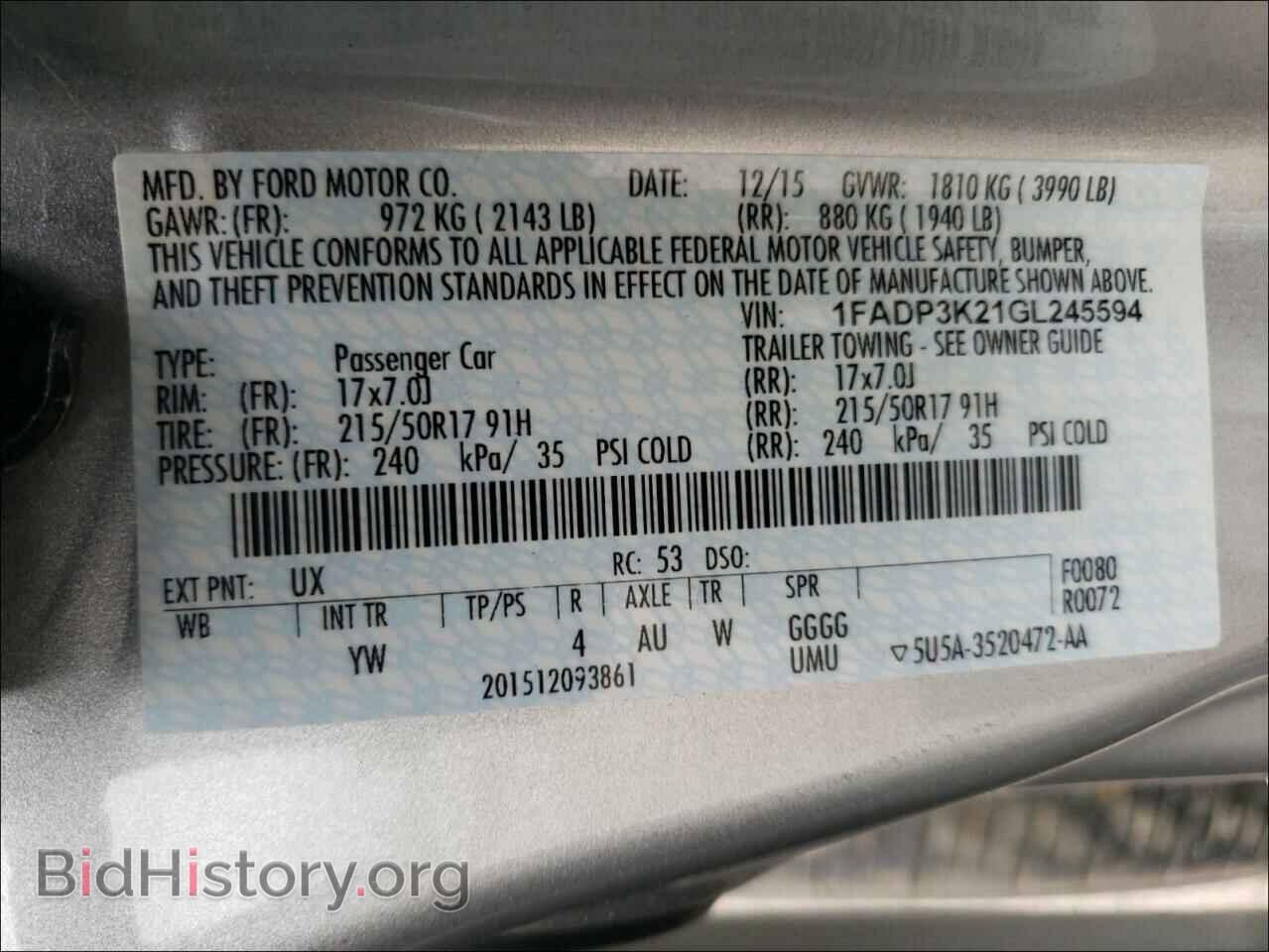 2016 FORD FOCUS - VIN: 1FADP3K21GL245594 - Фото 10