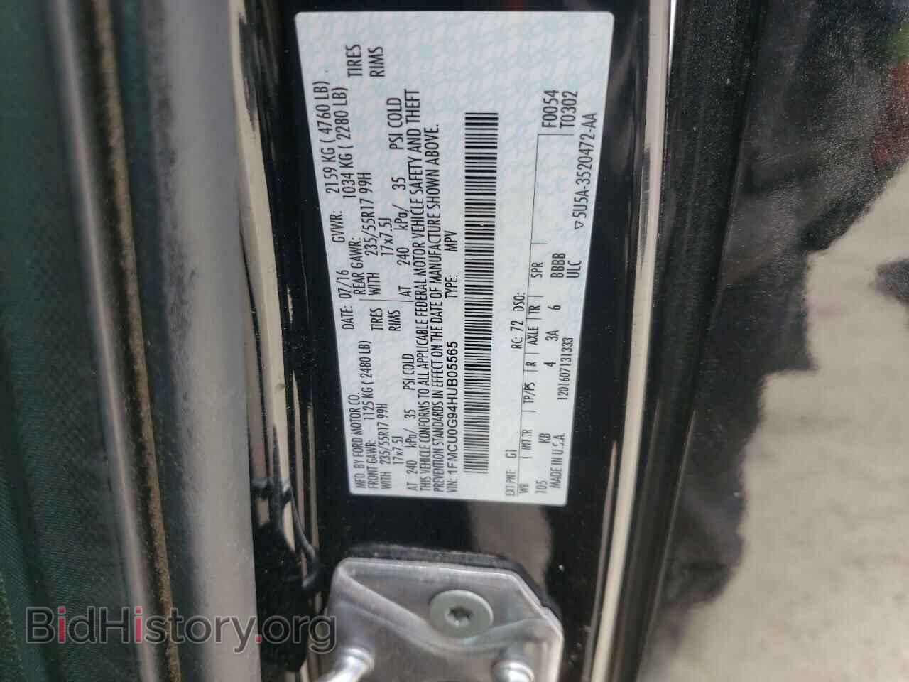 2017 FORD ESCAPE - VIN: 1FMCU0G94HUB05565 - Фото 10