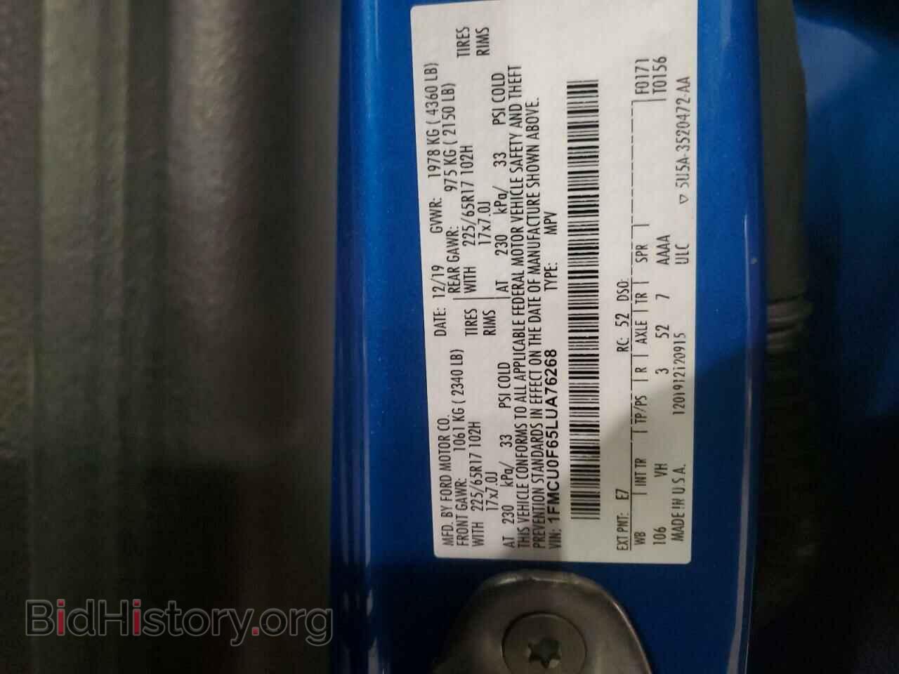 2020 FORD ESCAPE - VIN: 1FMCU0F65LUA76268 - Photo 13