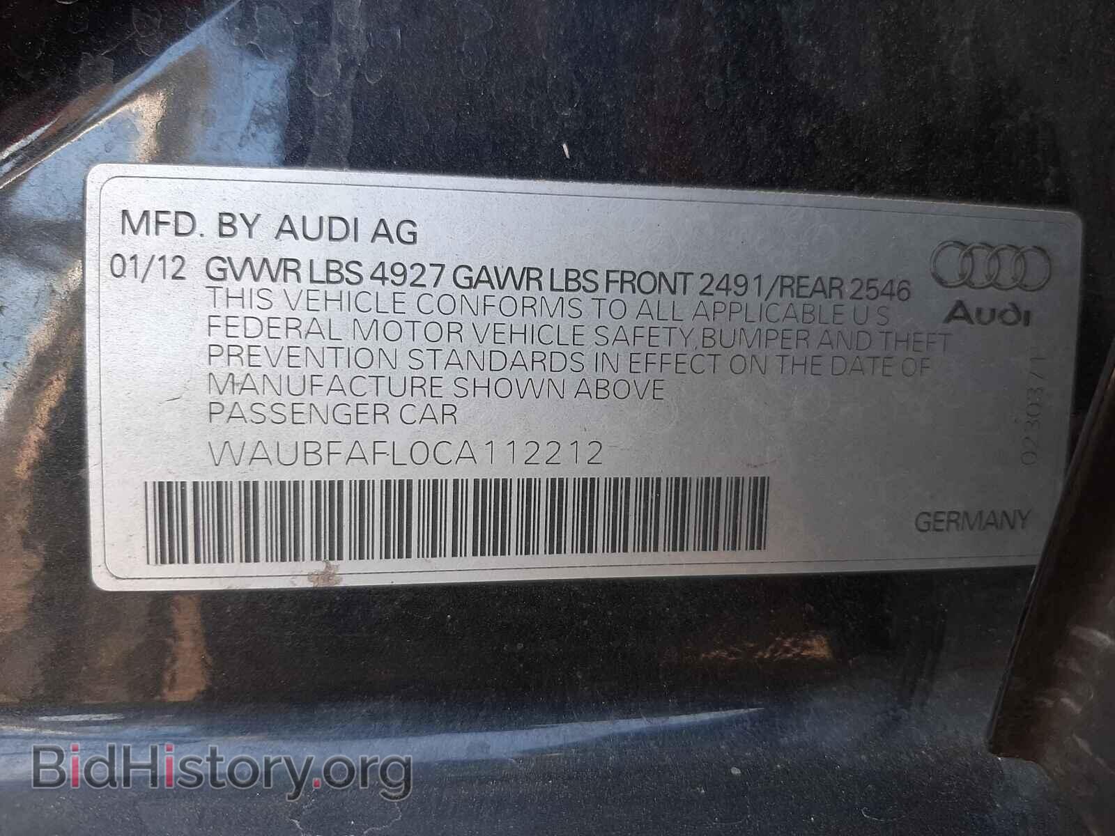 2012 AUDI A4 - VIN: WAUBFAFL0CA112212 - Photo 10