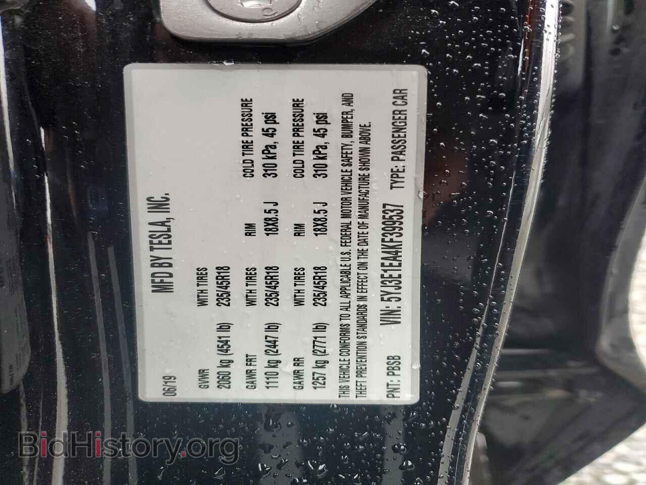 2019 TESLA MODEL 3 - VIN: 5YJ3E1EA4KF399537 - Photo 12