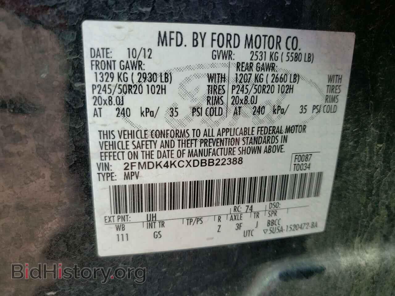 2013 FORD EDGE - VIN: 2FMDK4KCXDBB22388 - Photo 10