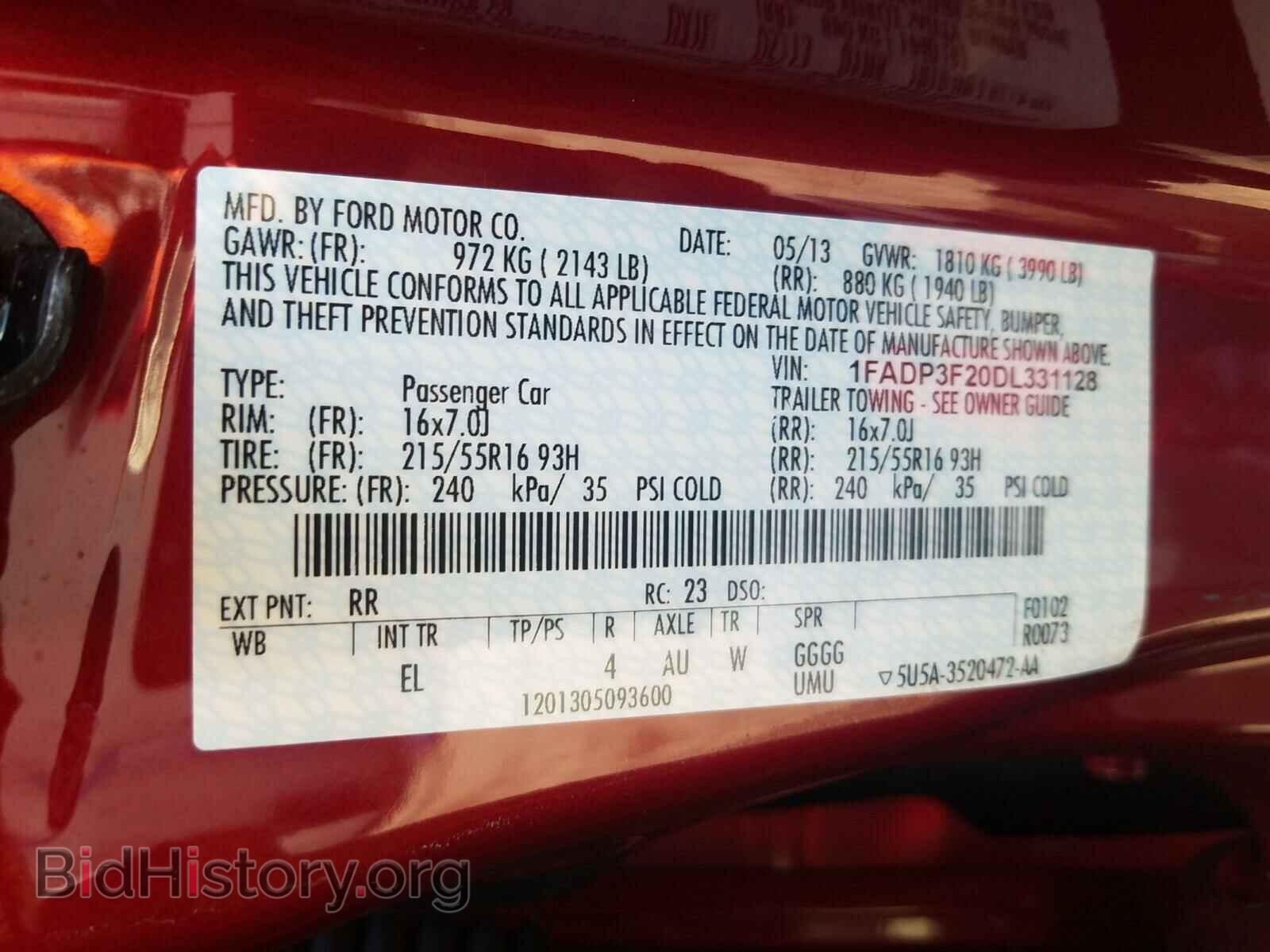 2013 FORD FOCUS - VIN: 1FADP3F20DL331128 - Фото 10