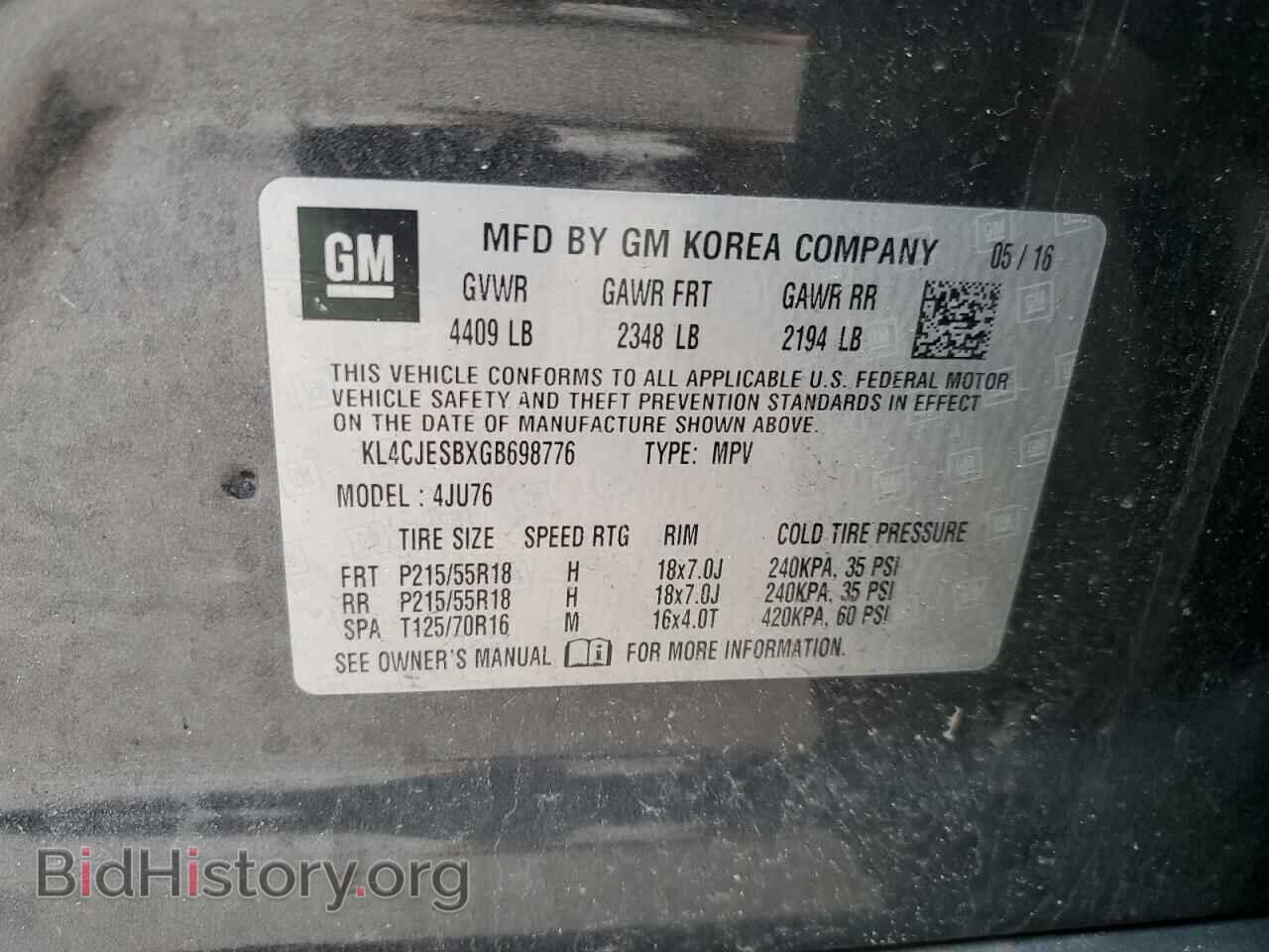 2016 BUICK ENCORE - VIN: KL4CJESBXGB698776 - Photo 12