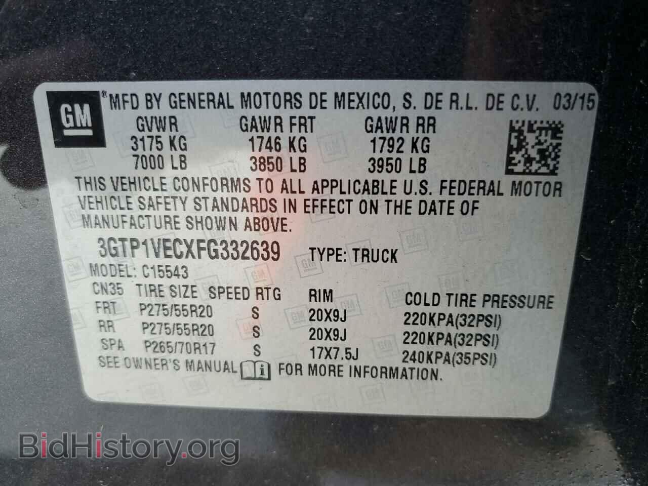2015 GMC SIERRA - VIN: 3GTP1VECXFG332639 - Photo 12