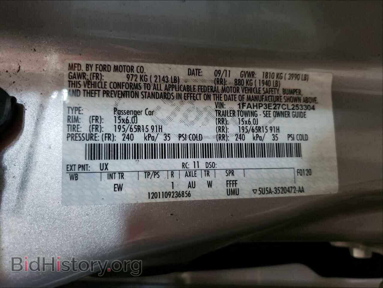 2012 FORD FOCUS - VIN: 1FAHP3E27CL253304 - Фото 10