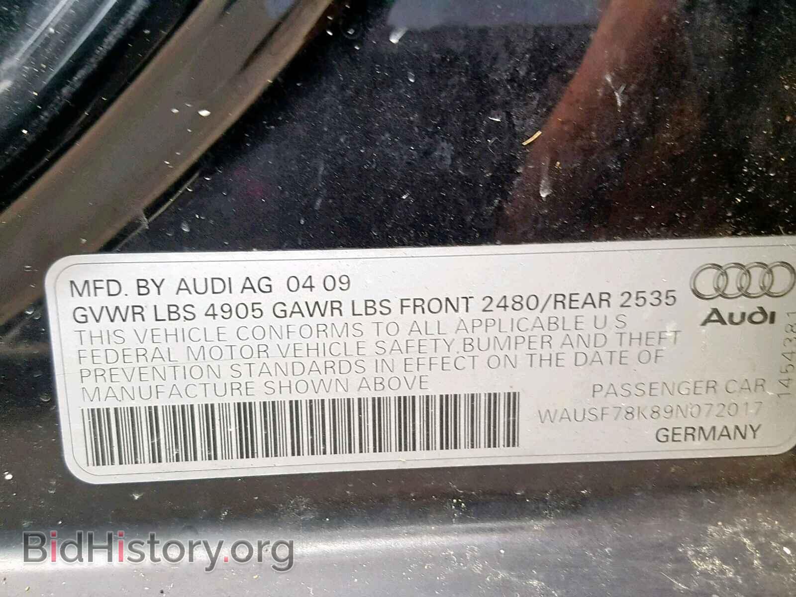 2009 AUDI A4 - VIN: WAUSF78K89N072017 - Фото 10