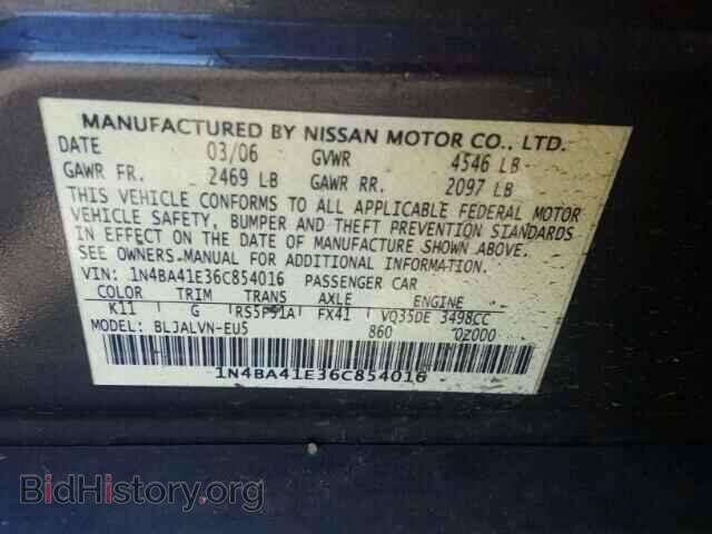 2006 NISSAN MAXIMA - VIN: 1N4BA41E36C854016 - Фото 10
