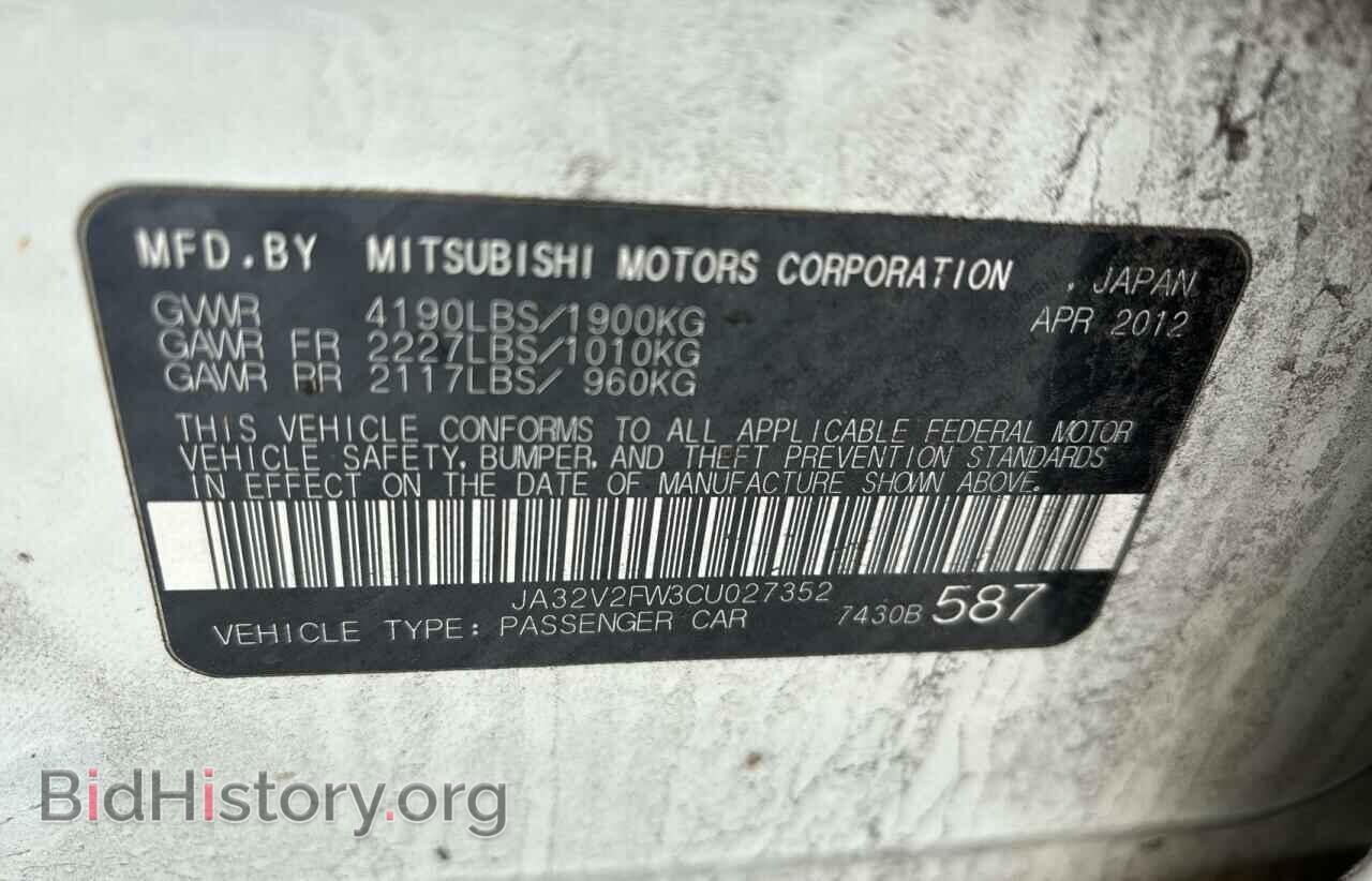 2012 MITSUBISHI LANCER - VIN: JA32V2FW3CU027352 - Фото 10