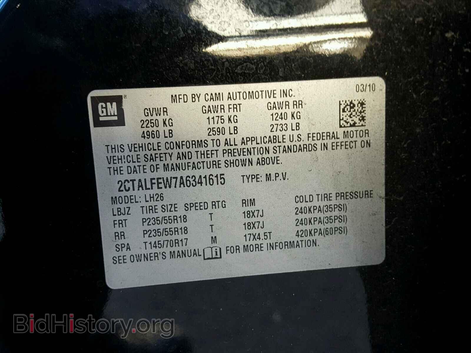 2010 GMC TERRAIN - VIN: 2CTALFEW7A6341615 - Photo 10