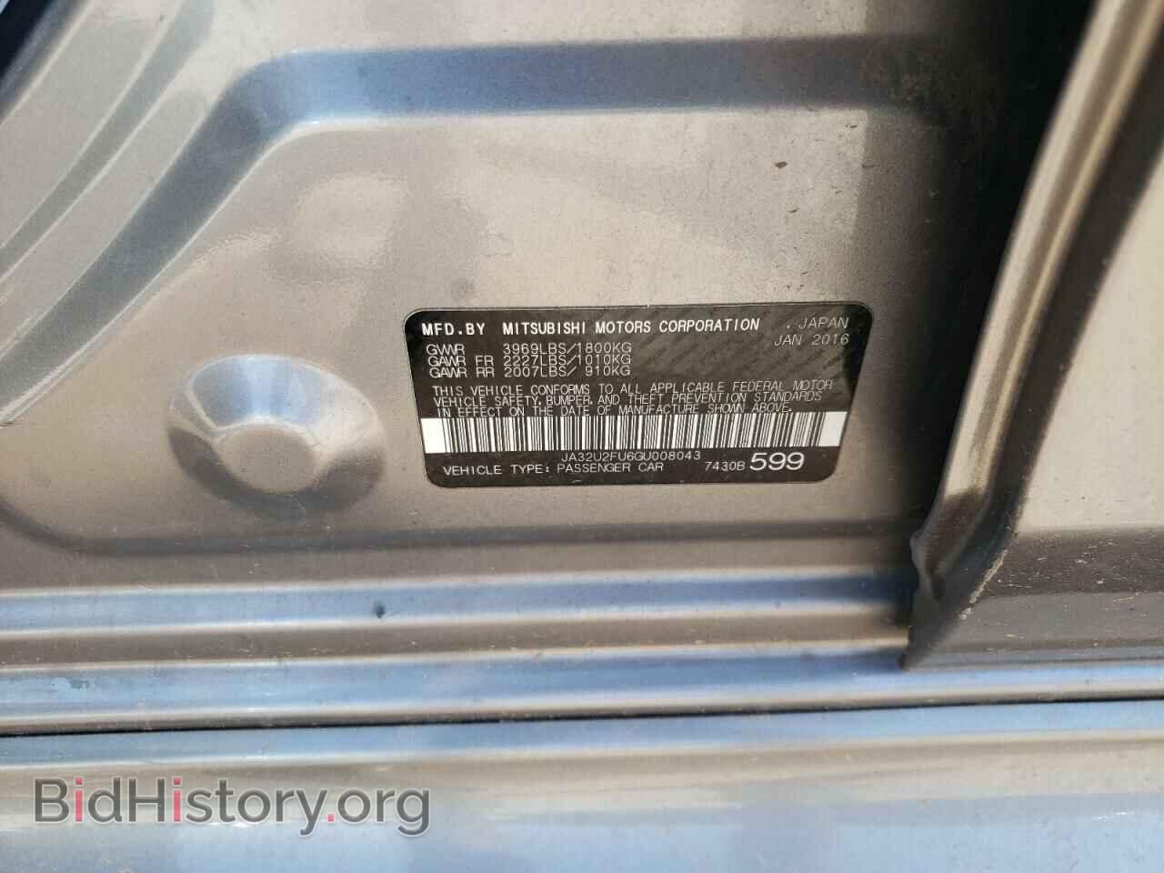 2016 MITSUBISHI LANCER - VIN: JA32U2FU6GU008043 - Фото 10