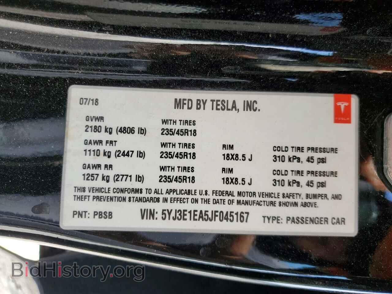 2018 TESLA MODEL 3 - VIN: 5YJ3E1EA5JF045167 - Photo 12