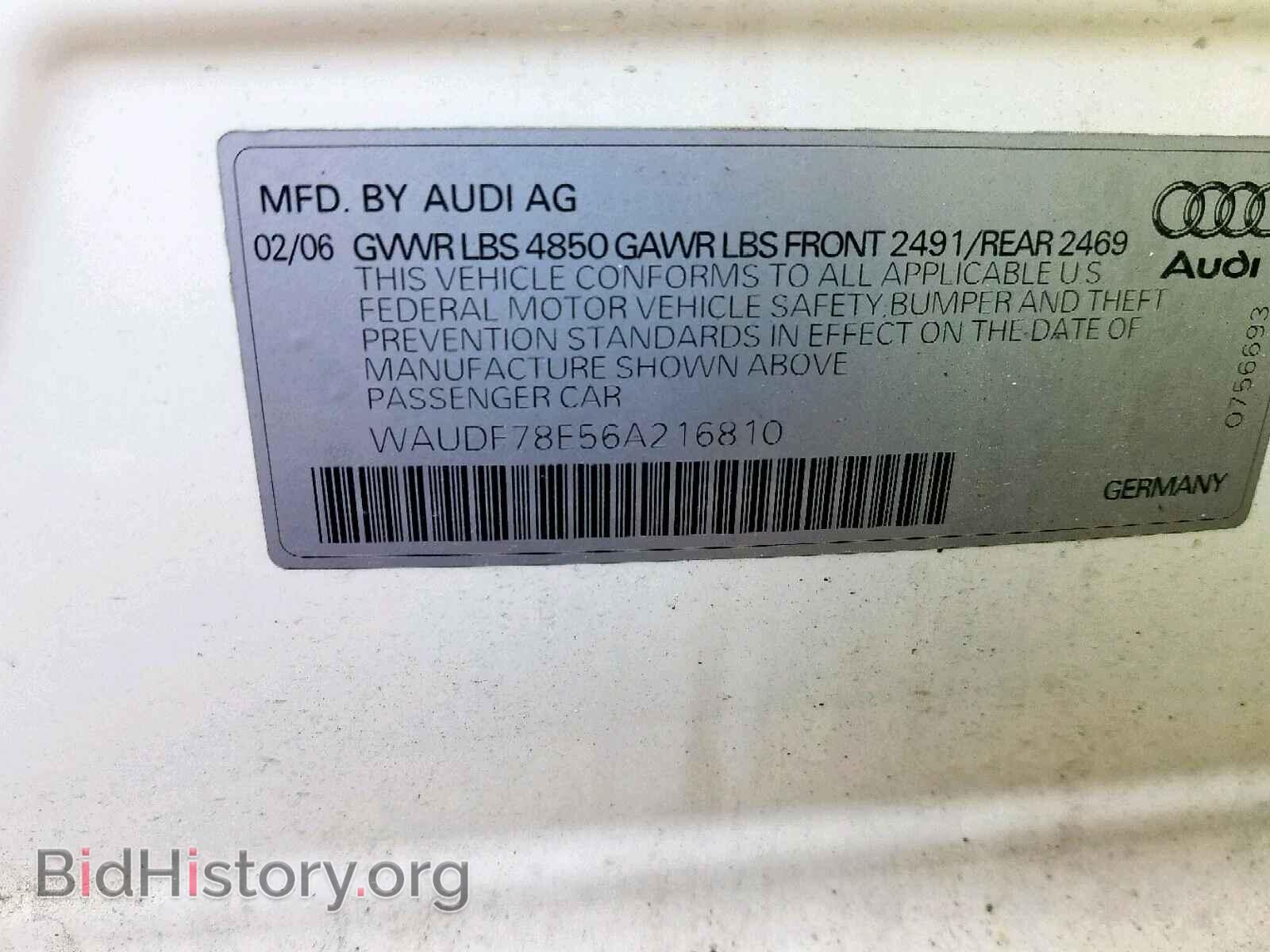 2006 AUDI A4 - VIN: WAUDF78E56A216810 - Photo 10