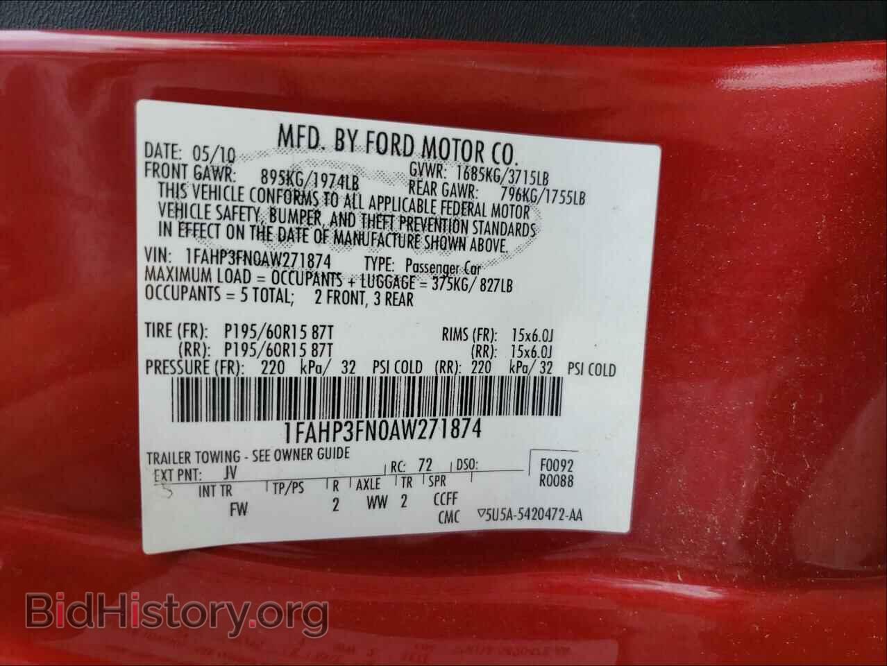 2010 FORD FOCUS - VIN: 1FAHP3FN0AW271874 - Фото 10