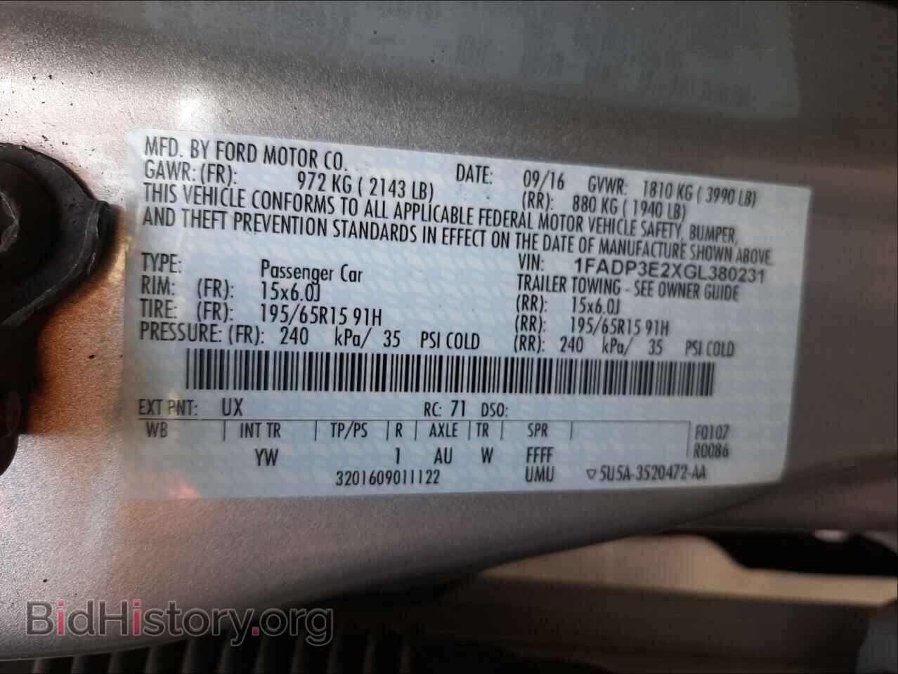 2016 FORD FOCUS - VIN: 1FADP3E2XGL380231 - Фото 10