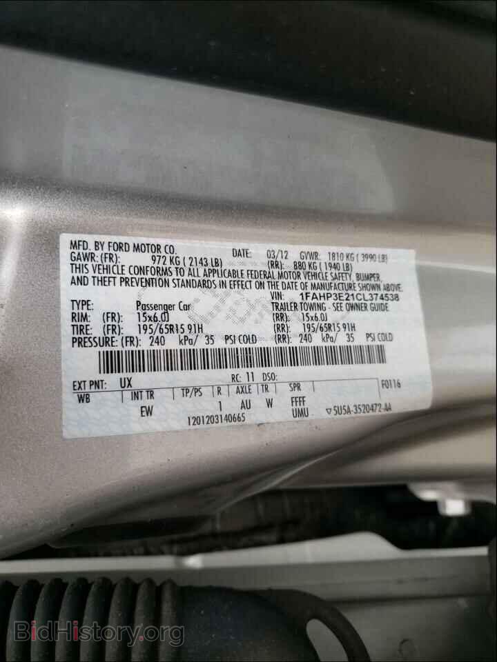 2012 FORD FOCUS - VIN: 1FAHP3E21CL374538 - Фото 10