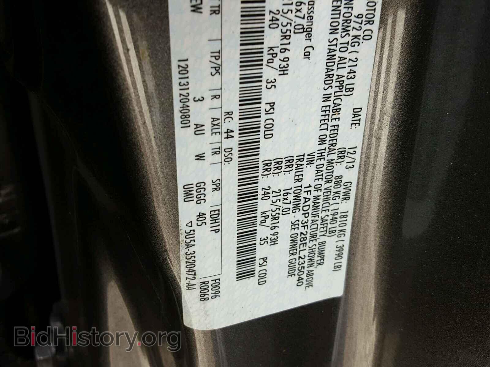 2014 FORD FOCUS - VIN: 1FADP3F28EL235040 - Фото 10