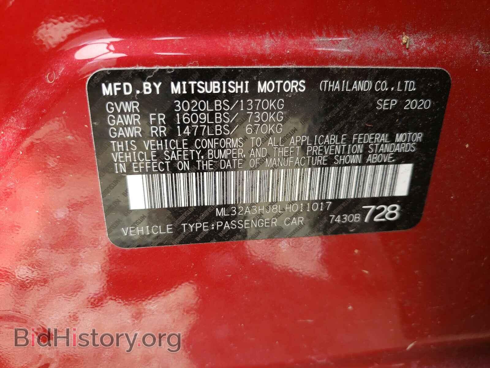 2020 MITSUBISHI MIRAGE - VIN: ML32A3HJ8LH011017 - Фото 10