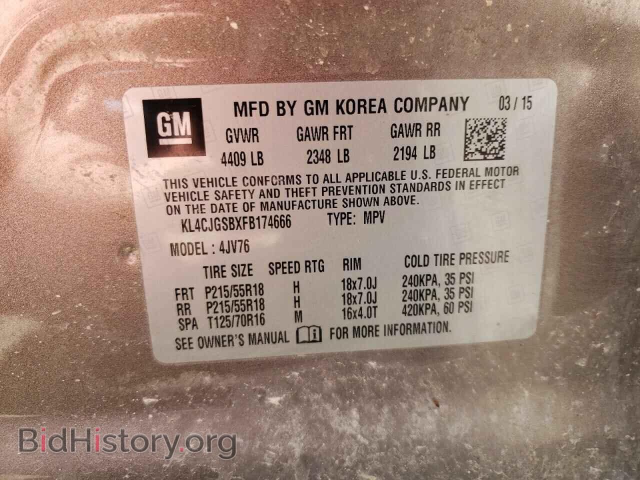 2015 BUICK ENCORE - VIN: KL4CJGSBXFB174666 - Photo 10