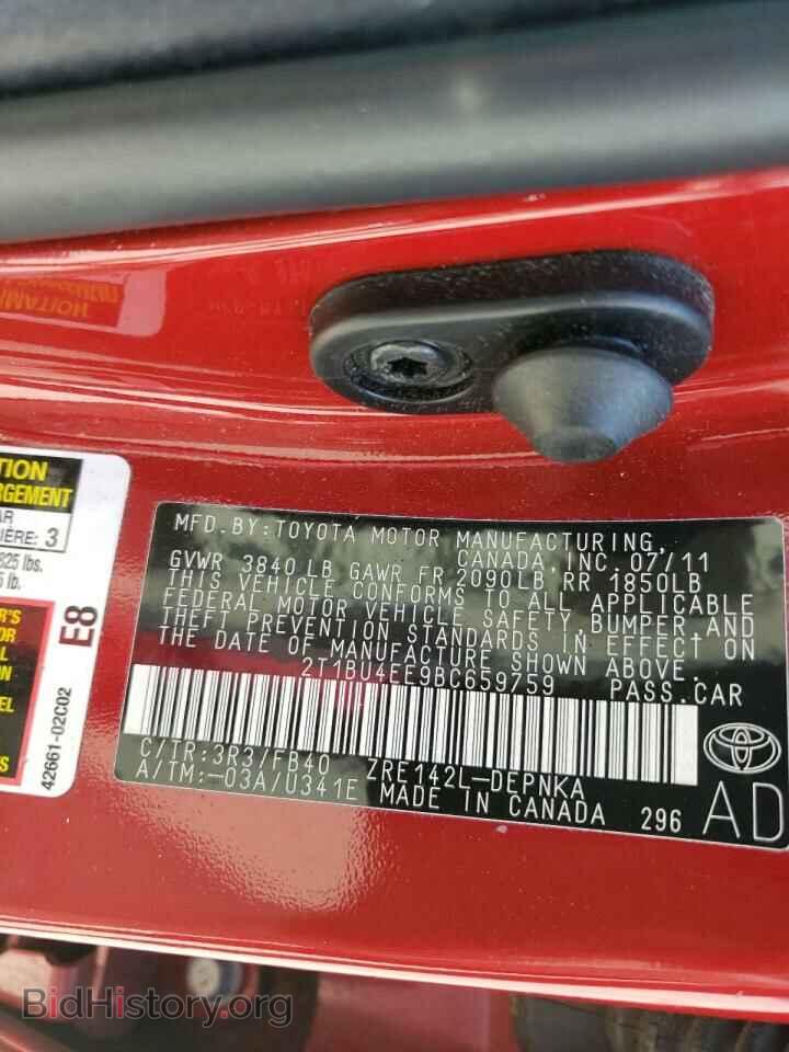2011 TOYOTA COROLLA - VIN: 2T1BU4EE9BC659759 - Фото 10