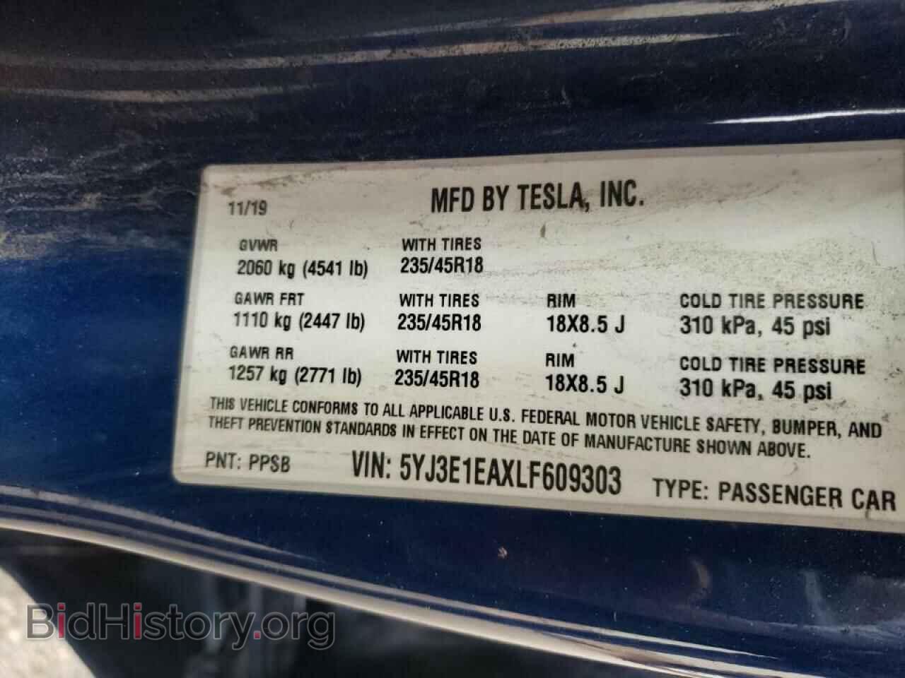 2020 TESLA MODEL 3 - VIN: 5YJ3E1EAXLF609303 - Фото 10