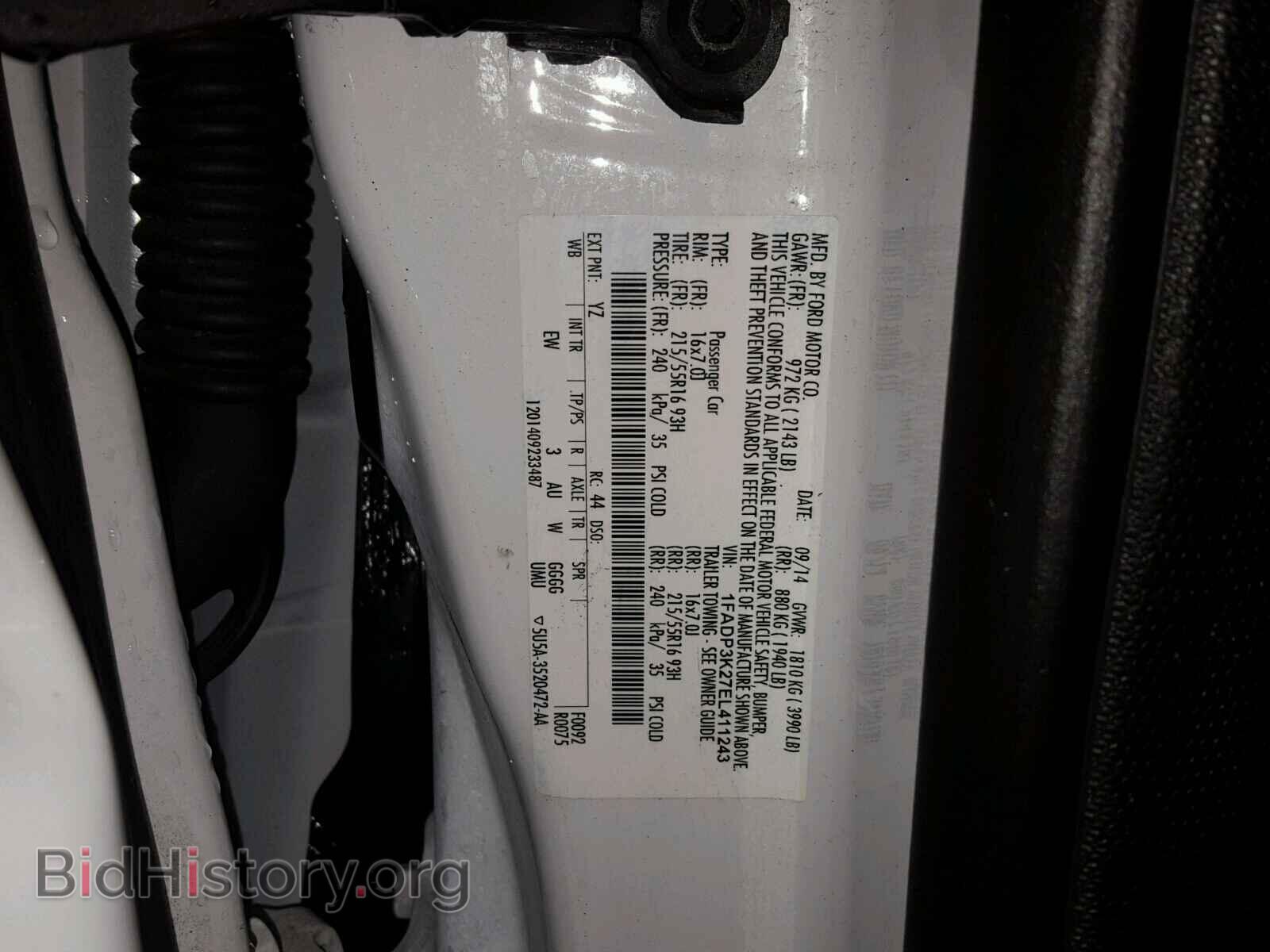 2014 FORD FOCUS - VIN: 1FADP3K27EL411243 - Фото 10