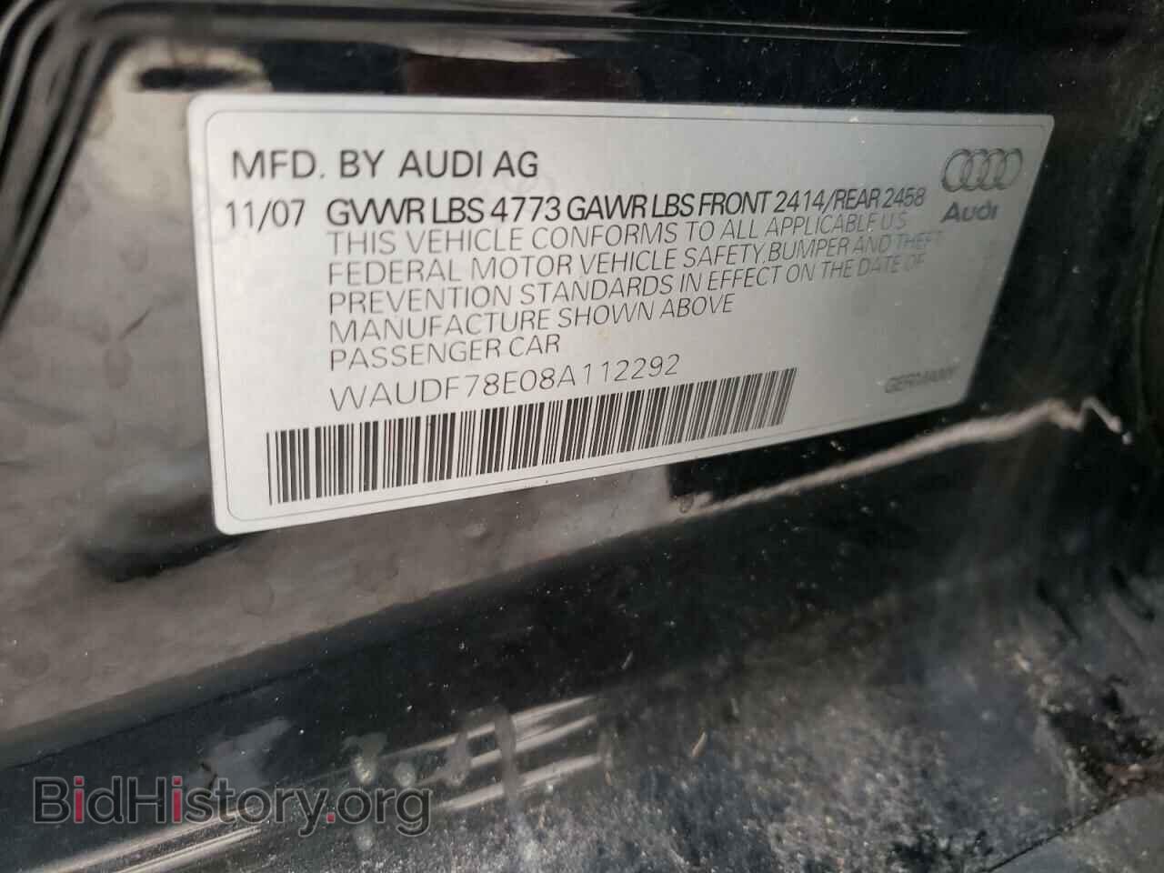2008 AUDI A4 - VIN: WAUDF78E08A112292 - Фото 10