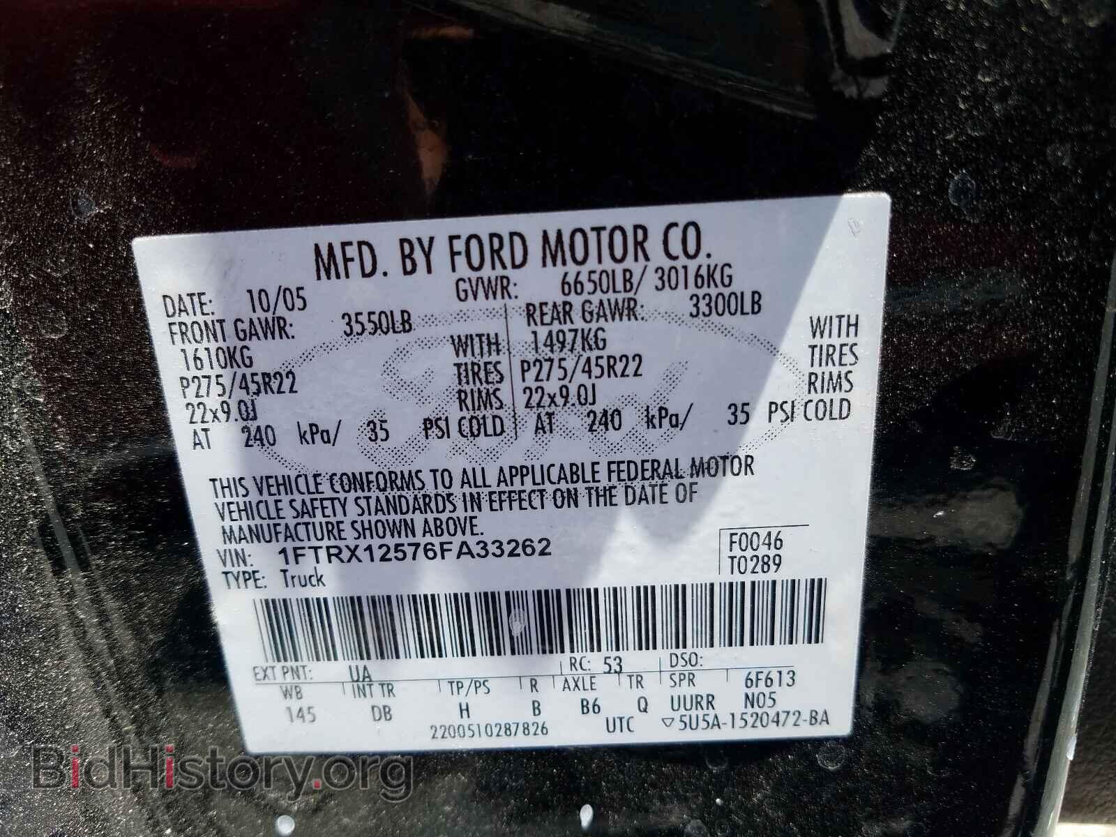 2006 FORD F150 - VIN: 1FTRX12576FA33262 - Фото 10
