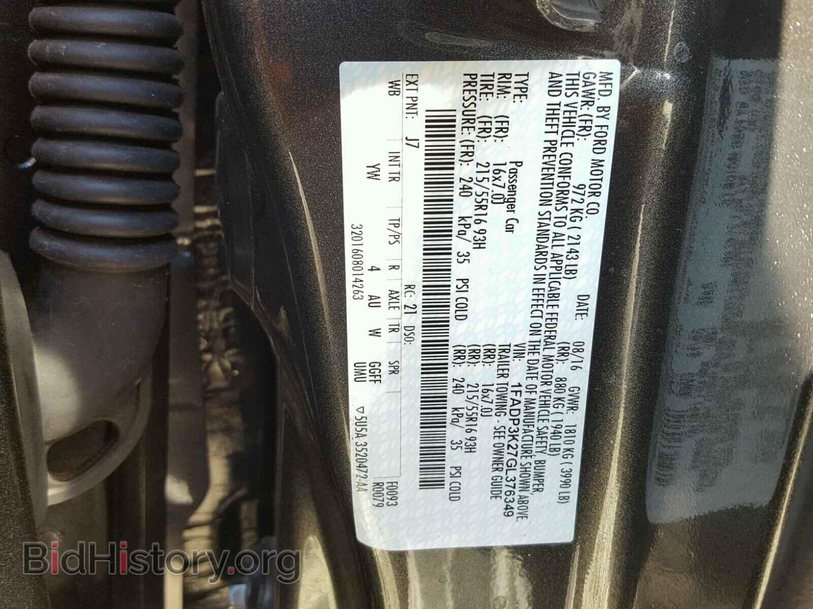 2016 FORD FOCUS - VIN: 1FADP3K27GL376349 - Фото 10