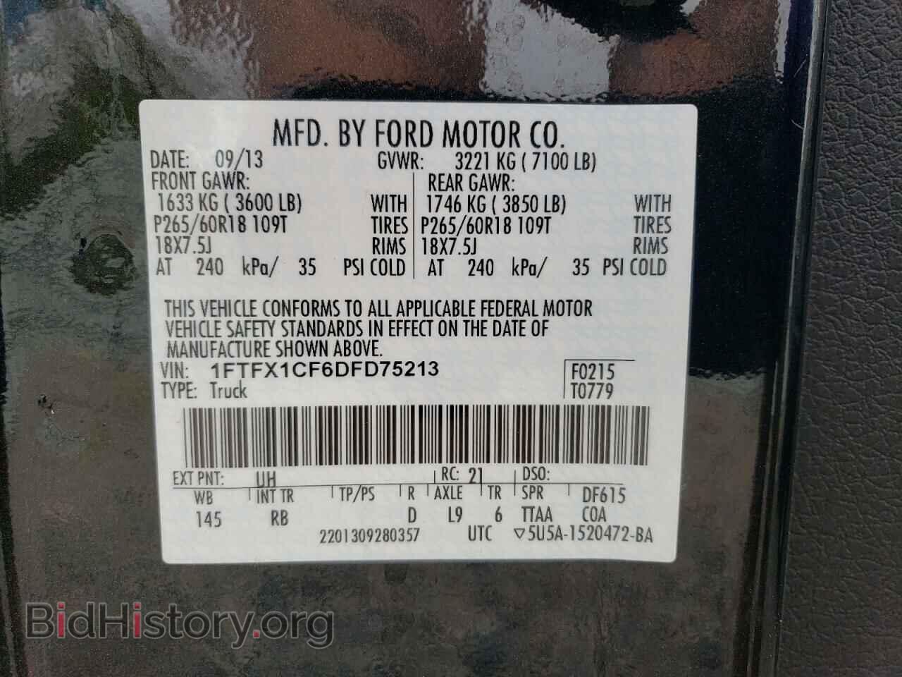 2013 FORD F-150 - VIN: 1FTFX1CF6DFD75213 - Фото 12