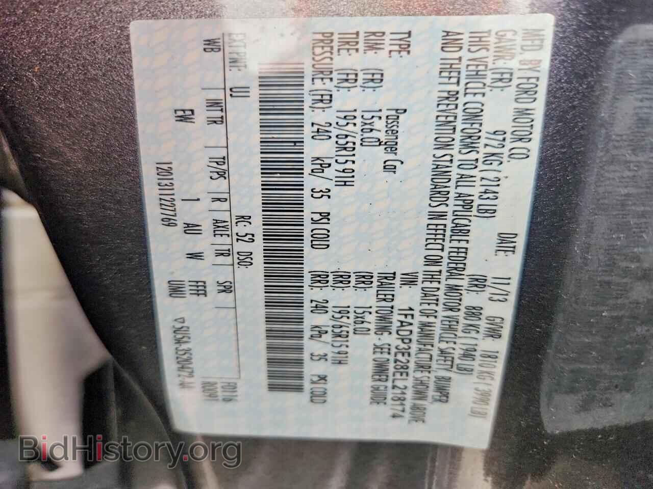 2014 FORD FOCUS - VIN: 1FADP3E28EL218174 - Фото 12