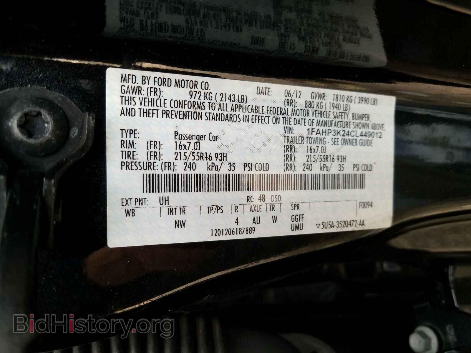2012 FORD FOCUS - VIN: 1FAHP3K24CL449012 - Фото 10