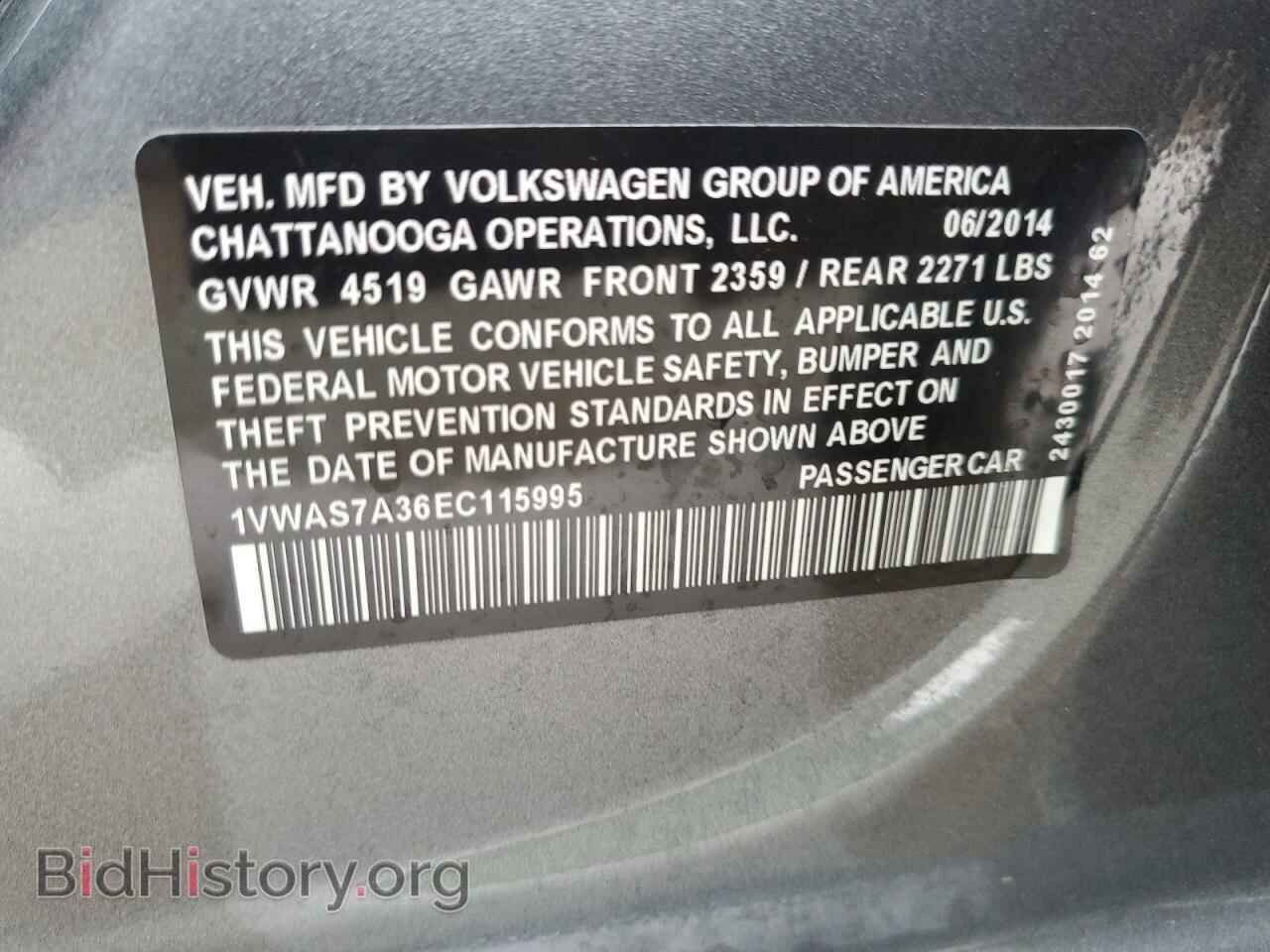 2014 VOLKSWAGEN PASSAT - VIN: 1VWAS7A36EC115995 - Фото 12
