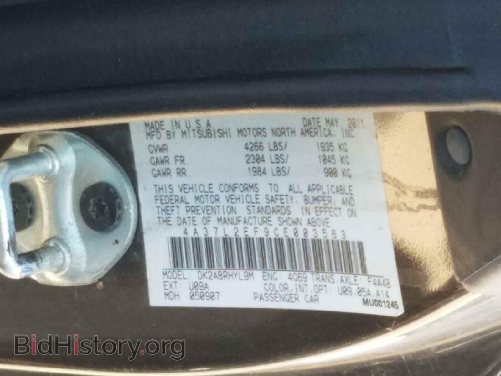 2012 MITSUBISHI ECLIPSE - VIN: 4A37L2EF9CE003563 - Фото 10