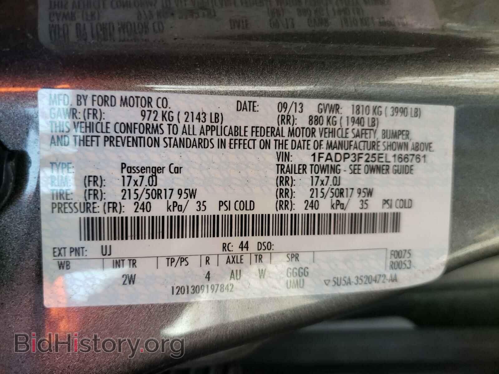 2014 FORD FOCUS - VIN: 1FADP3F25EL166761 - Фото 10