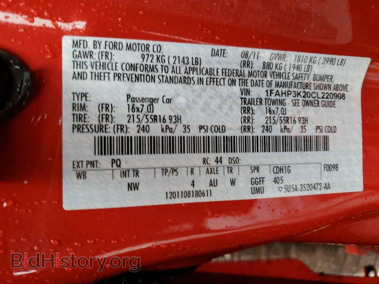 2012 FORD FOCUS - VIN: 1FAHP3K20CL220908 - Фото 13