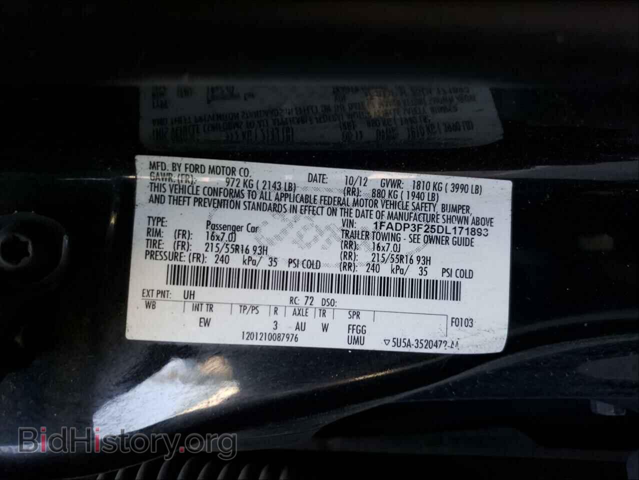 2013 FORD FOCUS - VIN: 1FADP3F25DL171893 - Фото 10