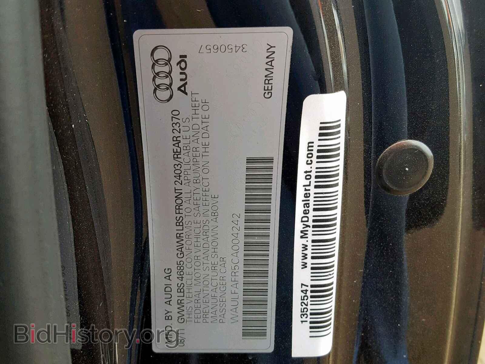 2012 AUDI A5 PREMIUM - VIN: WAULFAFR5CA004242 - Фото 10