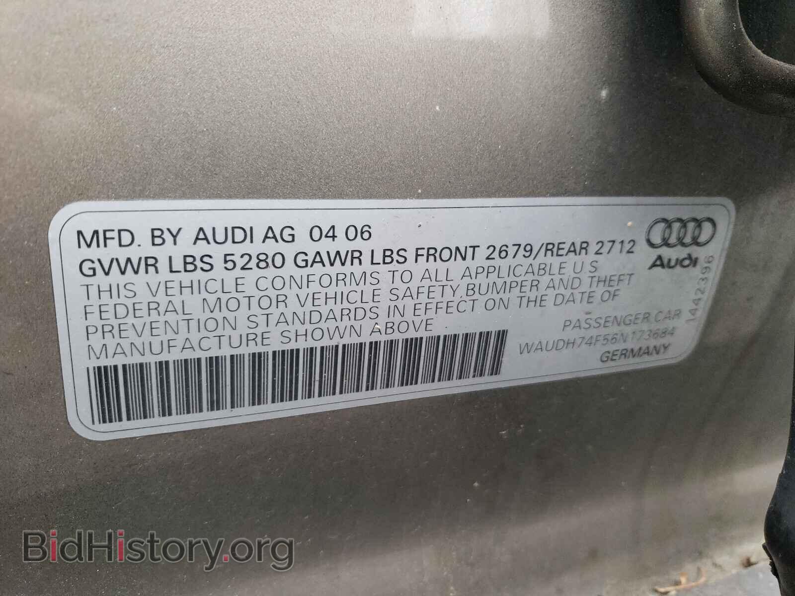 2006 AUDI A6 - VIN: WAUDH74F56N173684 - Фото 10