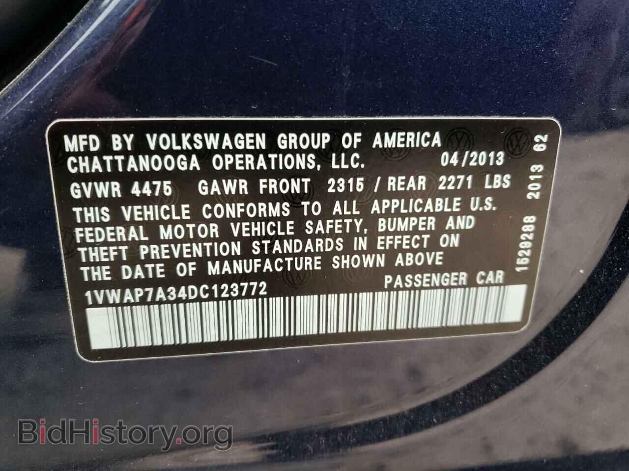 2013 VOLKSWAGEN PASSAT - VIN: 1VWAP7A34DC123772 - Фото 10