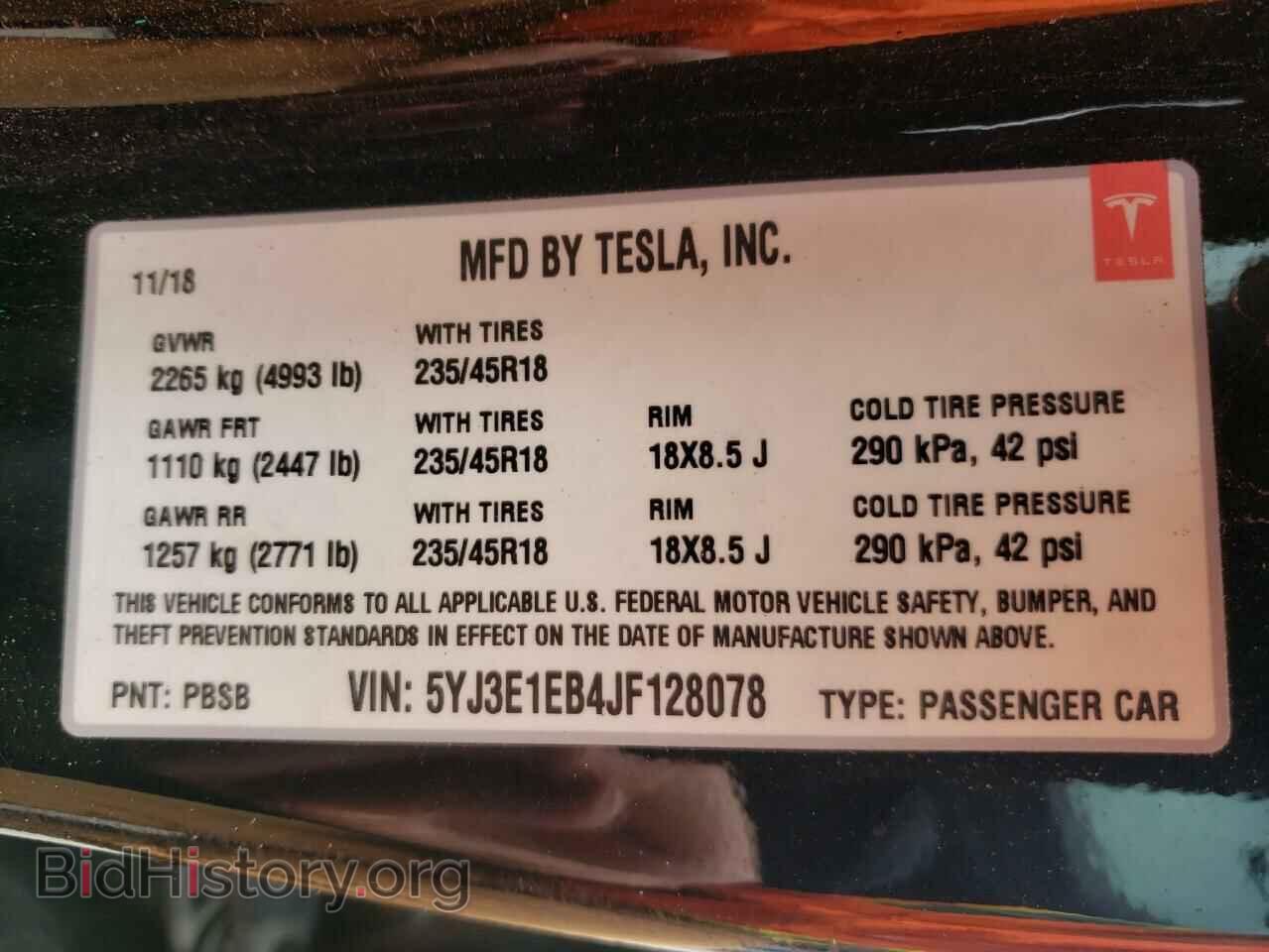 2018 TESLA MODEL 3 - VIN: 5YJ3E1EB4JF128078 - Фото 10