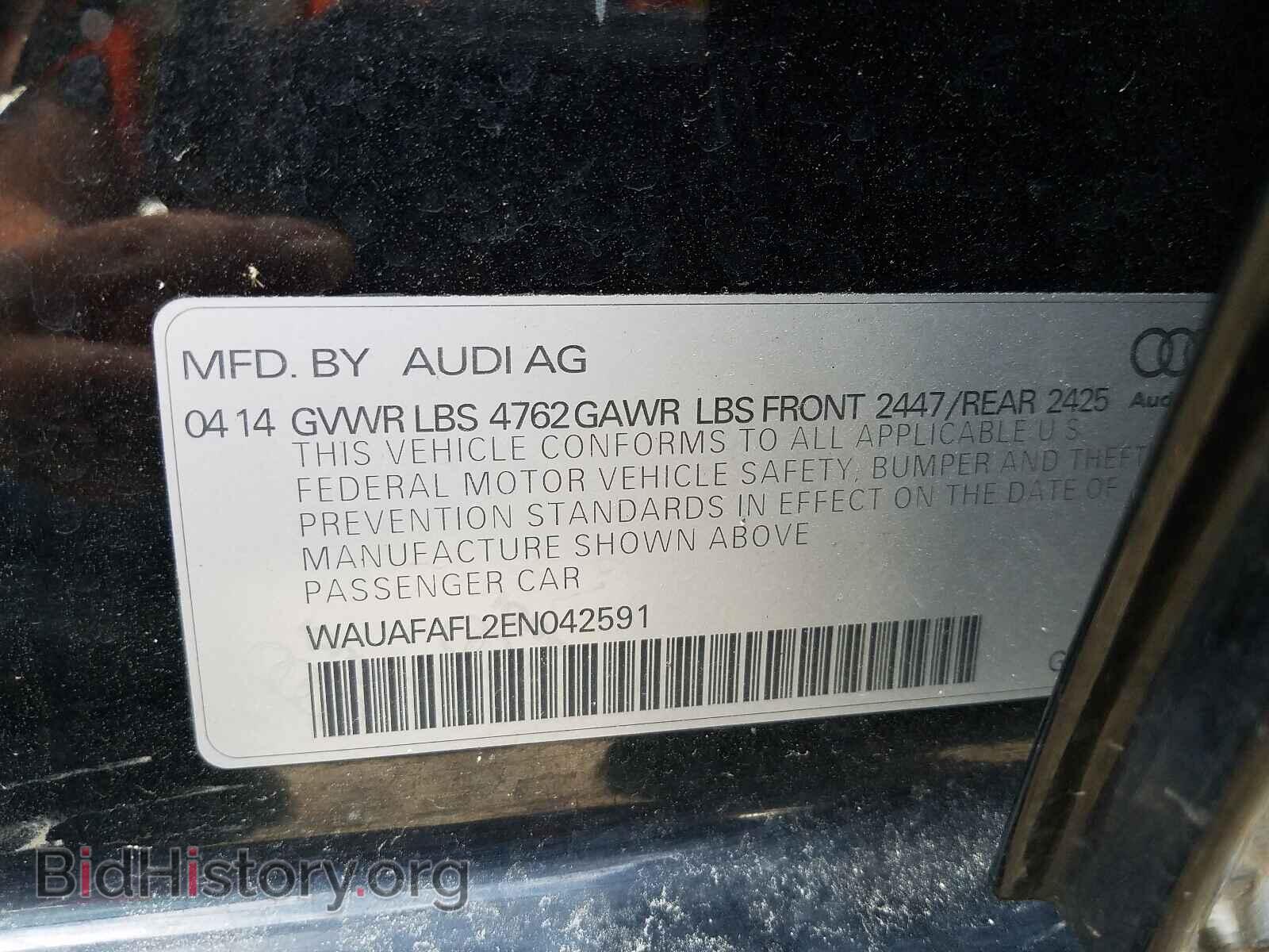2014 AUDI A4 - VIN: WAUAFAFL2EN042591 - Фото 9