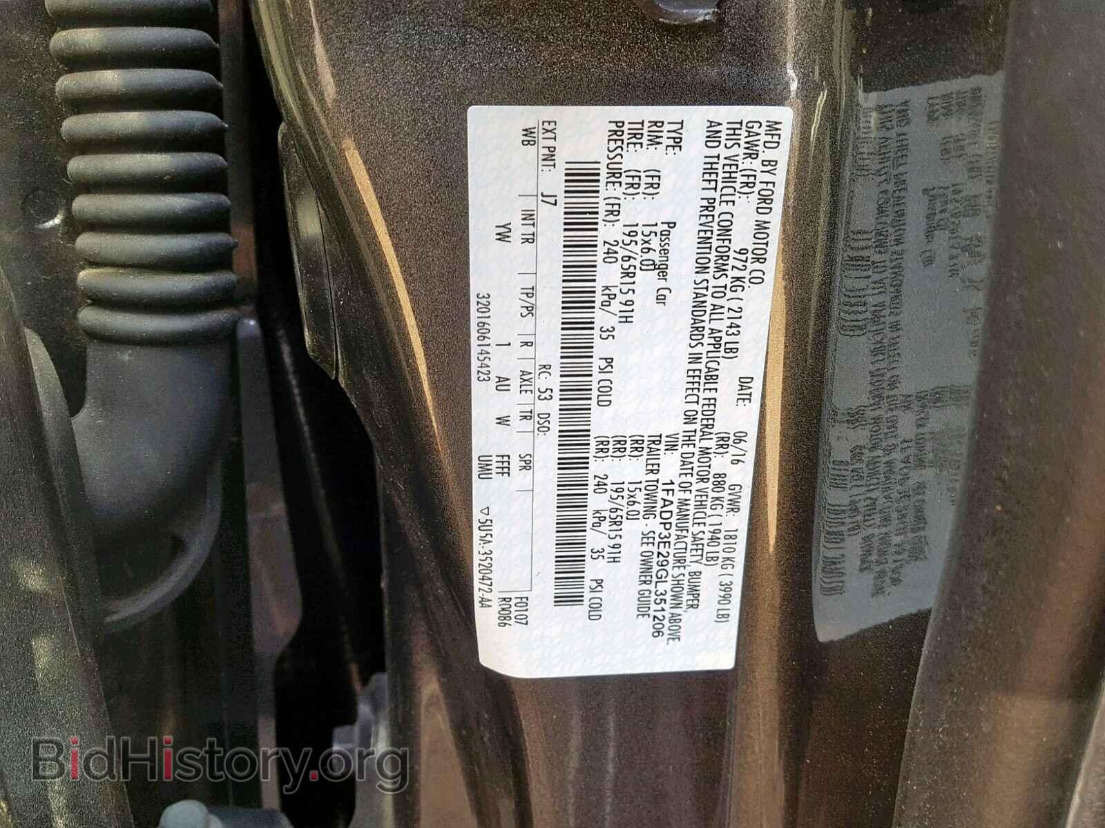 2016 FORD FOCUS - VIN: 1FADP3E29GL351206 - Фото 10